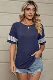 Striped Round Neck Short Sleeve T-Shirt - Flyclothing LLC