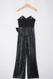 Bow Sequin Wide Leg Jumpsuit