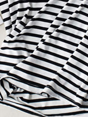 Striped Round Neck Short Sleeve T-Shirt with Bra