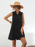 Button Up Sleeveless Mini Dress - Flyclothing LLC