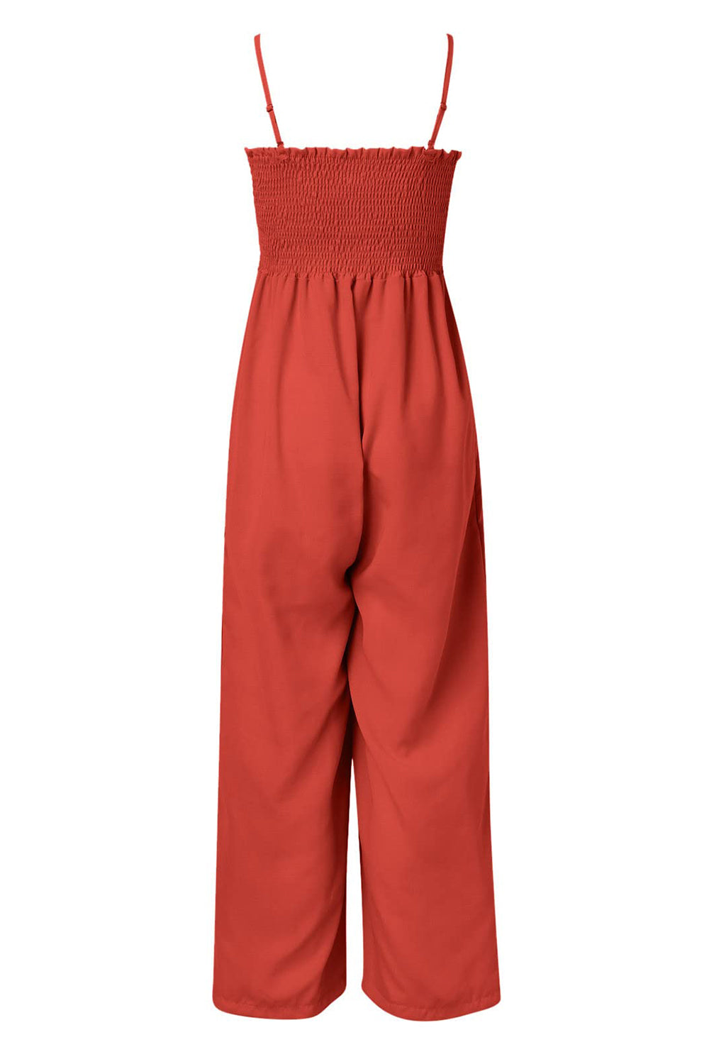 Smocked Spaghetti Strap Wide Leg Jumpsuit - Flyclothing LLC