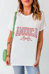 AMERICA Round Neck Short Sleeve T-Shirt