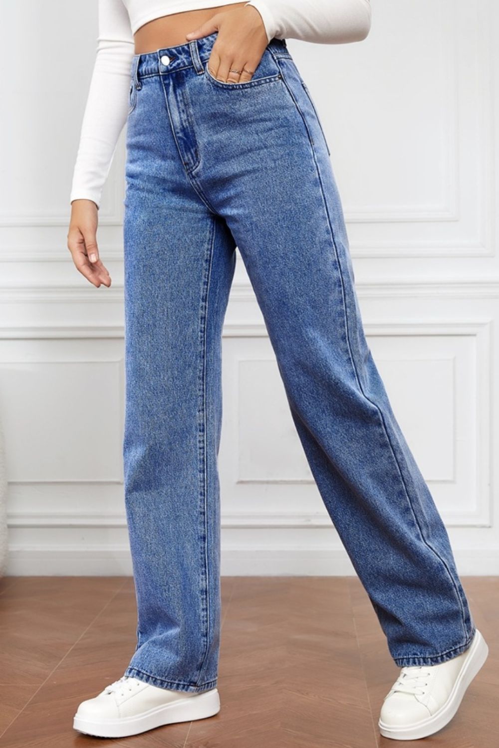 High Waist Straight Jeans - Flyclothing LLC