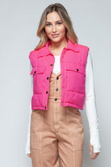 Snobbish Snap Down Quilted Crop Vest