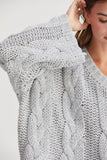 HYFVE Cable Knit V-Neck Sweater - Trendsi