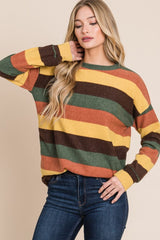 BOMBOM Multi-Color Striped Knit Top - Trendsi