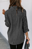 Striped Button Up Long Sleeve Shirt Trendsi