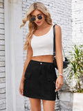 Pocketed Buttoned Denim Skirt Trendsi