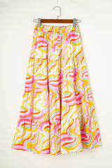 Printed Elastic Waist Skirt Trendsi