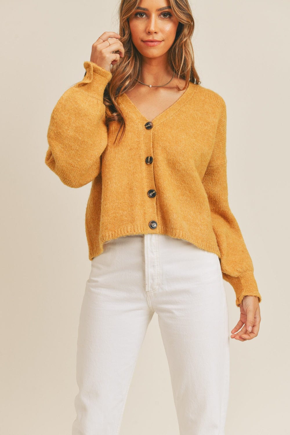 MABLE Long Sleeve Button Down Sweater Cardigan - Trendsi