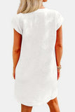 Textured Round Neck Cap Sleeve Dress Trendsi