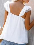 Lace Detail V-Neck Cap Sleeve Blouse