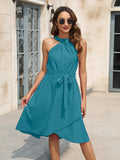 Tied Round Neck Sleeveless Dress - Flyclothing LLC