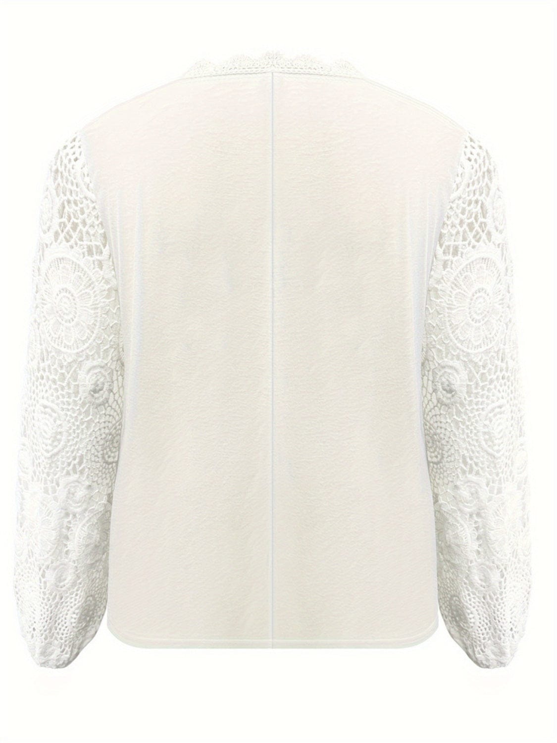 Plus Size Lace Detail V-Neck Long Sleeve T-Shirt - Trendsi