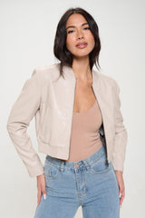 Coalition LA Zip Up Cropped Bomber Jacket - Trendsi