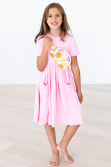 Bubblegum Pink S/S Pocket Twirl Dress - Mila & Rose ®