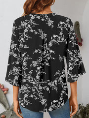 Notched Slit Half Sleeve Blouse Trendsi