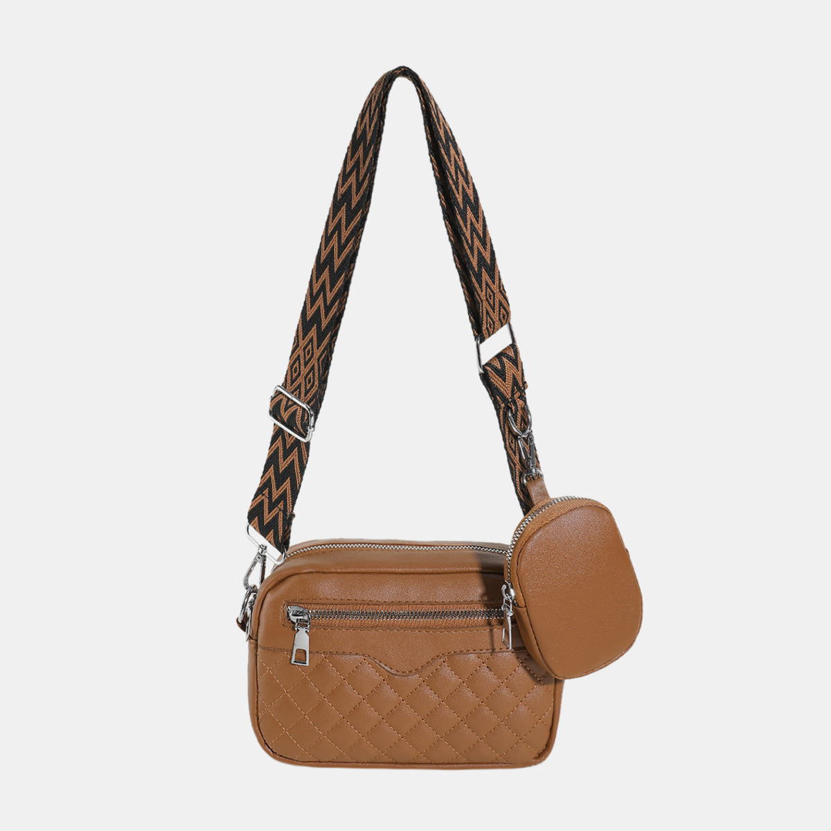 Stitching PU Leather Shoulder Bag Trendsi