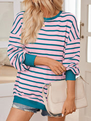 Lovelet Striped Contrast Long Sleeve Sweatshirt