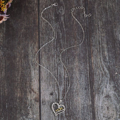 Alloy Inlaid Zircon Heart Pendant Necklace - Trendsi