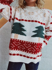 Christmas Tree Mock Neck Long Sleeve Sweater - Trendsi