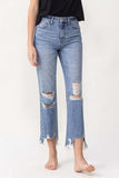 Lovervet High Rise Distressed Straight Jeans Trendsi