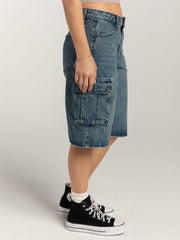 Mid-Rise Waist Denim Shorts with Pockets - Trendsi