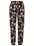 Drawstring Flower Pants with Pockets - Trendsi