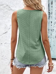 Eyelet Wide Strap Tank - Flyclothing LLC