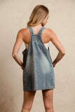 BiBi Washed Adjustable Strap Denim Overall Dress