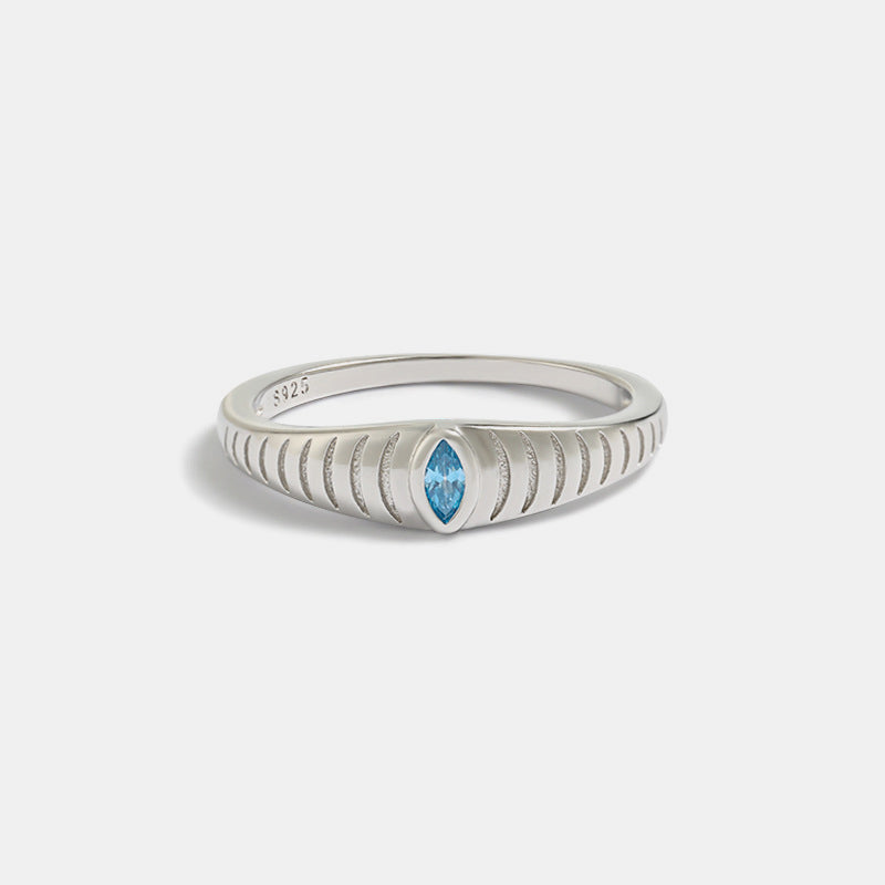 925 Sterling Silver Inlaid Zircon Ring Trendsi