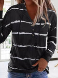 Drawstring Striped Long Sleeve Hoodie - Trendsi