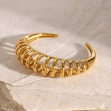 18K Gold-Plated Stainless Steel Cutout Bracelet - Trendsi