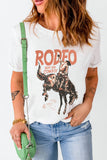 Cowboy Graphic Round Neck Short Sleeve T-Shirt