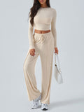 Devine Round Neck Long Sleeve Top and Pants Set