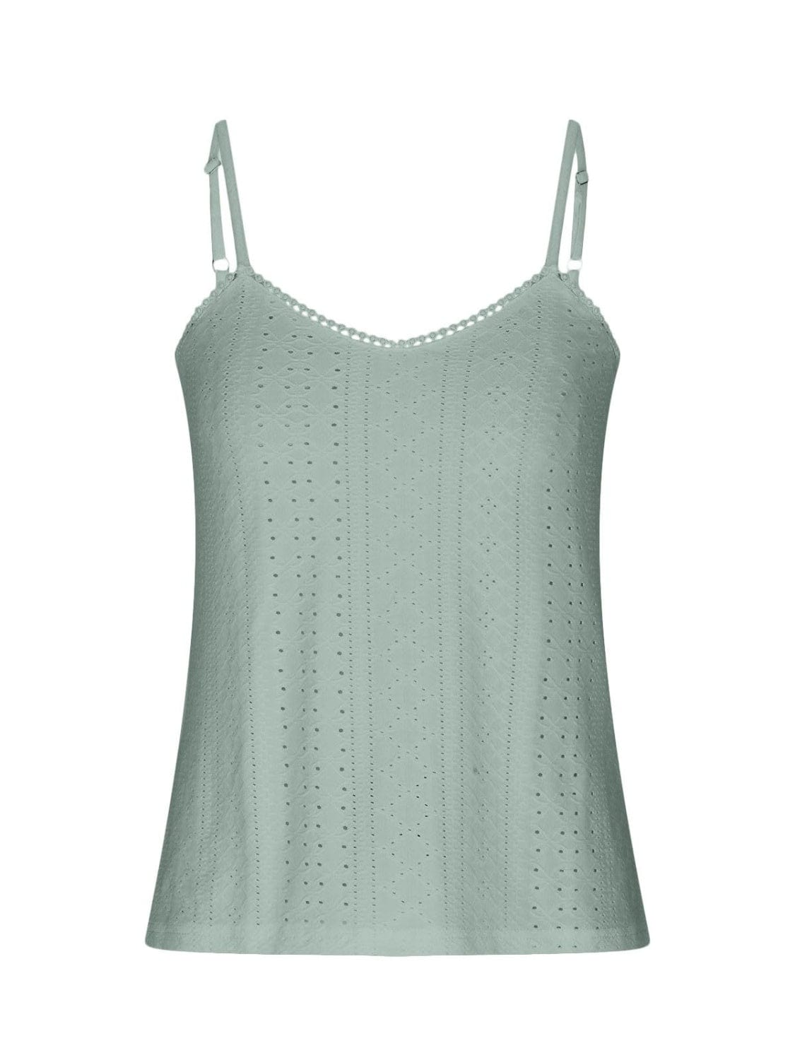 Eyelet Lace Detail V-Neck Cami - Trendsi