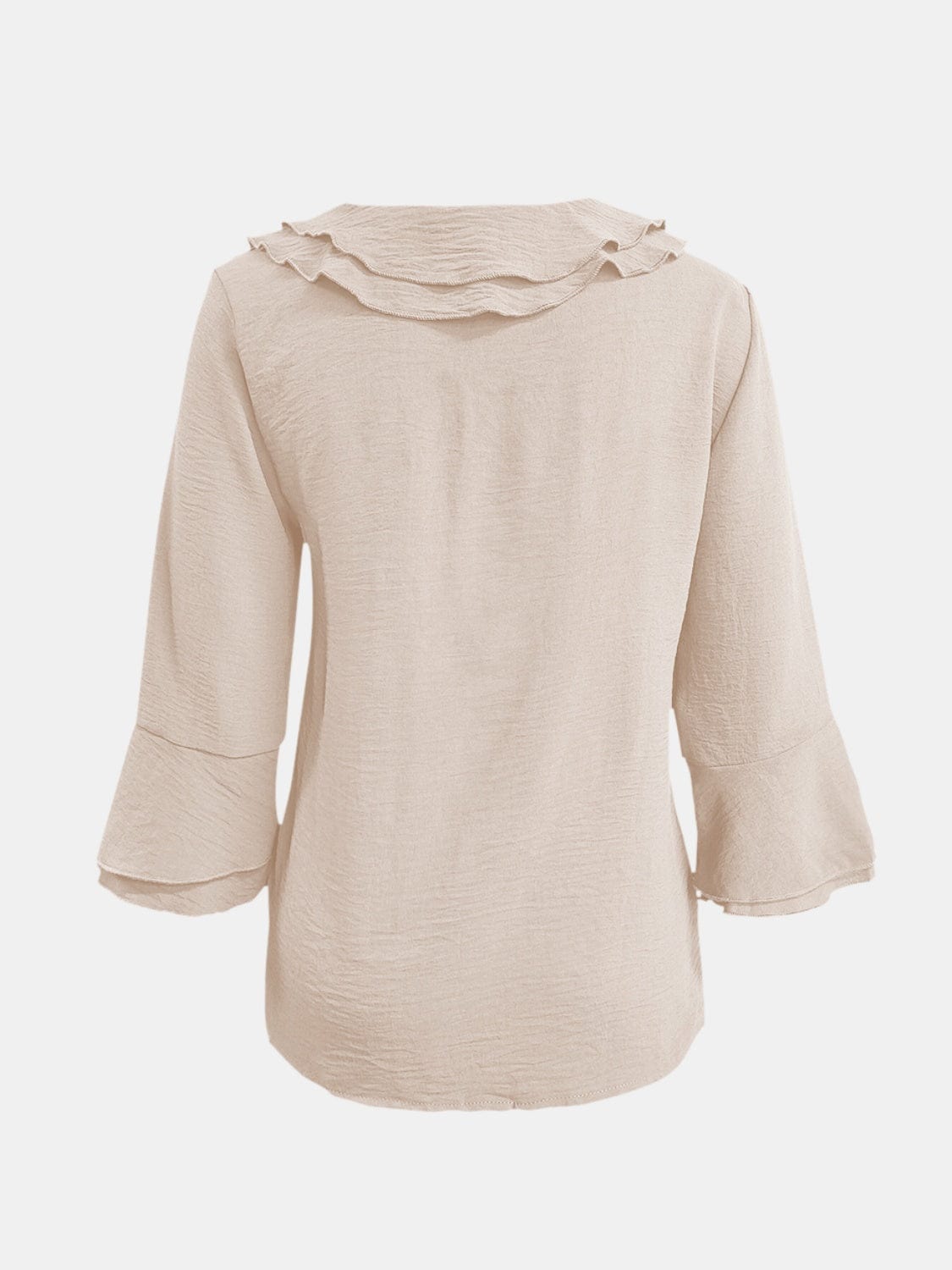 Full Size Ruffled V-Neck Flounce Sleeve Blouse - Trendsi