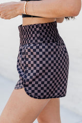 Checkered Elastic Waist Shorts - Trendsi