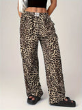 Leopard Wide Leg Pants with Pockets - Trendsi