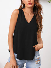 V-Neck Wide Strap Tank Trendsi