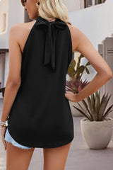 Tied Cutout Grecian Neck Tank - Flyclothing LLC