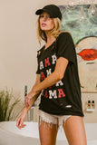 BiBi MAMA Graphic Distressed Short Sleeve T-Shirt - Flyclothing LLC