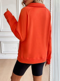 Ivy Lane Half Zip Raglan Sleeve Sweatshirt - Trendsi