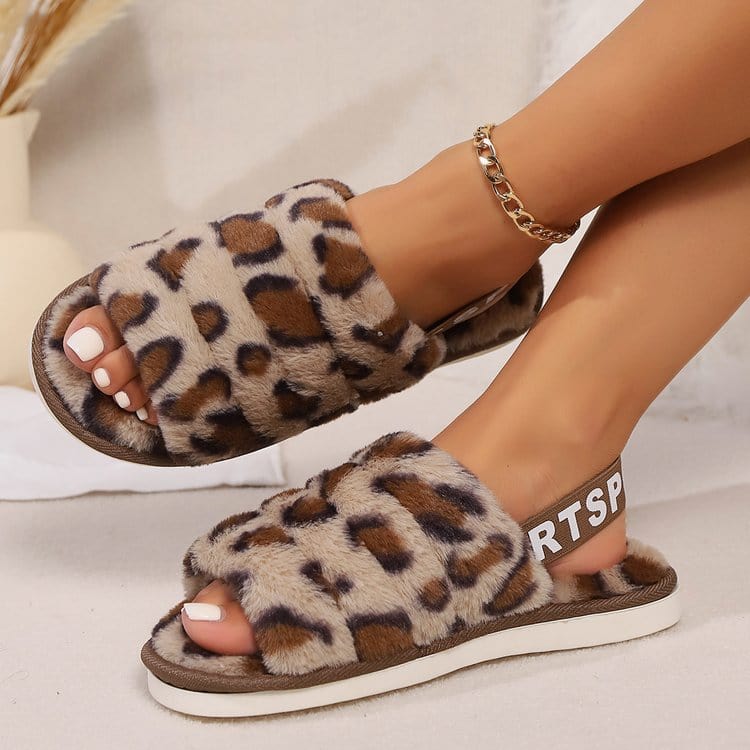 Leopard Open Toe Slippers - Trendsi