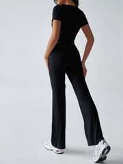 Devine Short Sleeve Top and Drawstring Pants Set - Trendsi