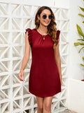 Ruffled Round Neck Mini Dress - Flyclothing LLC