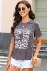 Graphic Round Neck Short Sleeve T-Shirt - Trendsi