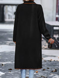 Full Size Contrast Trim Long Sleeve Coat with Pockets