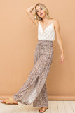 And The Why Printed Smocked Waist Slit Wide Leg Pants - Flyclothing LLC