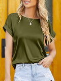 Boat Neck Short Sleeve Blouse - Flyclothing LLC